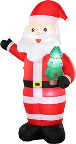 Outsunny Papai Noel Inflável, 243 cm, com luz LED brilhante, decoração de Natal para interior e exterior, vermelho | Aosom Portugal