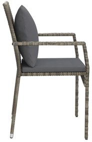Cadeiras de jardim c/ almofadões 4 pcs vime PE cinzento