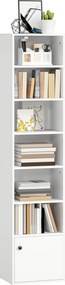 Estante de 7 Níveis Estante para Livros com Prateleiras Ajustáveis e Armário Estante Moderna 40x30x180 cm Branco