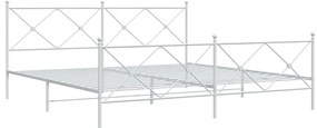 Estrutura de cama com cabeceira e pés 200x200 cm metal branco