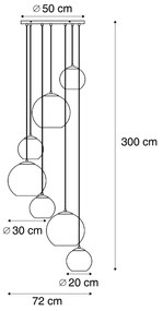 Candeeiro suspenso Art Deco dourado com vidro arco-íris 7 luzes - Sandra Art Deco
