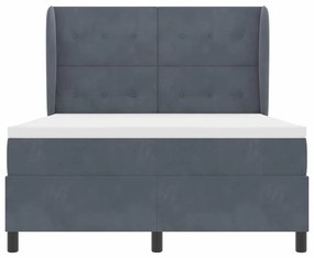 Cama Box com Colchão - Cinza Escuro - 140x200 cm - Veludo