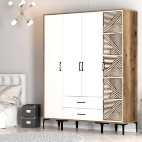 Guarda-Roupa Kumsal STP – Nogueira e Branco – 160x47,5x201,4 cm