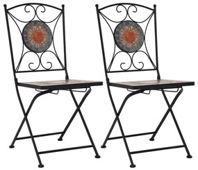 vidaXL Cadeiras bistrô em mosaico 2 pcs laranja/cinzento