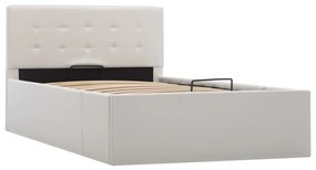 Cama hidráulica c/ arrumação 90x200cm couro artificial branco