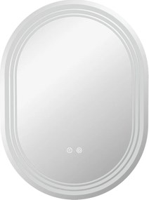 kleankin Espelho Casa de Banho com Iluminação 70x50 cm Espelho de Parede com 3 Cores de Luz Brilho Ajustável Função Anti-Embaciamento Função Memória | Aosom Portugal