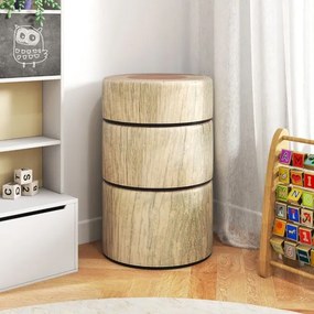 Conjunto de 3 bancos em forma de tronco de árvore para crianças, almofadas de chão com diferentes alturas, decoração natural para sala de aula ou crec