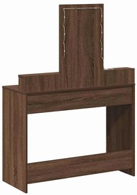 mesa de maquilhagem vidaXL com luzes LED Carvalho Castanho 100x41x140