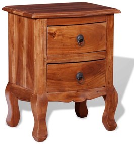 Mesa de cabeceira com gavetas madeira de acácia maciça