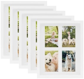 vidaXL Molduras 3D 5 pcs 28x35 cm para foto de 4x(10x15 cm) branco