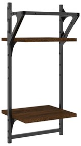 Estante 2 prat. c/ barras 2 pcs 30x25x65 cm carvalho castanho