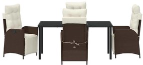 Conjunto de Jantar de Jardim com 5 Peças em Rattan Sintético Castanho