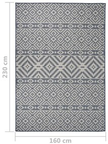 Tapete de tecido plano para exterior 160x230 cm riscas azuis