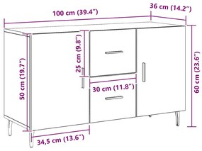 Buffet vidaXL Preto Carvalho 100x36x60 cm Madeira