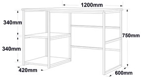 Secretária VG23 – Mármore Branco e Dourado – 120x75x60 cm
