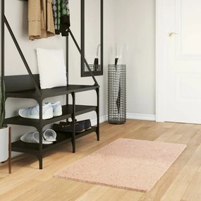 vidaXL Tapete pelo curto macio e lavável HUARTE 60x110 cm rosa-pálido