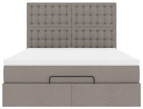 Estrutura de cama otomana com colchão tecido cinzento 140x200cm
