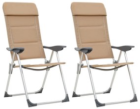 Cadeiras de campismo 2 pcs 58x69x111 cm alumínio creme