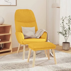 vidaXL Cadeira de descanso com banco tecido amarelo mostarda