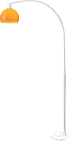 Candeeiro de chão em forma de arco com interruptor de pé, em mármore, metal e plástico, 26x90x180 cm, branco e laranja