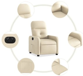 Poltrona reclinável elétrica tecido cor creme