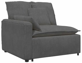 Sofá modular com pufes e almofadas cinzento-escuro