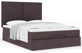 Estrutura cama otomana colchão 140x200cm tecido castanho escuro