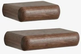 Conjunto De 2 Prateleiras De Parede Em Madeira Carmen Castanho-acácia Escuro & ↔︎ 40 Cm - ↔︎ 60 Cm - Sklum