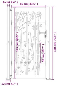 Portão de jardim 105x180 cm aço corten design bambu