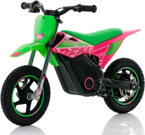 Mini moto eléctrica velocidade até 13 Km/h C/Limitador  RFN Warrior SX-E150 150W 12” Verde/Rosa