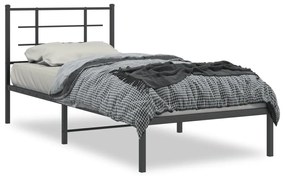 vidaXL Estrutura de cama com cabeceira 90x200 cm metal preto