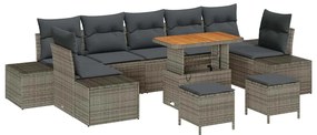 Conjunto de Sofá de Jardim vidaXL de 10 Peças com Almofadas Cinzento P