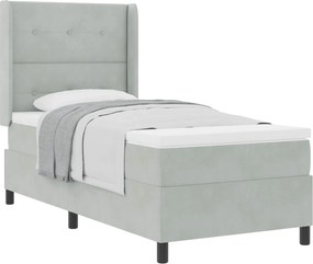 vidaXL Cama Box com colchĂŁo Cinzento-claro 90 x 190 cm Veludo