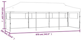 Tenda para festas pop-up dobrável c/ 5 paredes 3x9 m antracite