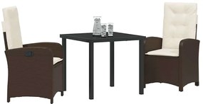 Conjunto de Jantar de Jardim de 3 Peças com Almofadas - Rattan Poliést