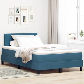 vidaXL Cama Box Spring LED com colchão Azul 120 x 190 cm Veludo
