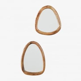 Conjunto de 2 espelhos de parede em madeira de mangueira Gabael - Sklum
