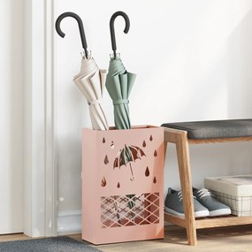vidaXL porta-guarda-chuva rosa 28x12x41 cm em aço
