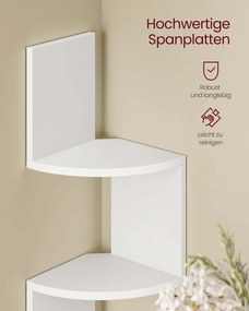 Prateleira de canto com iluminação LED, 20 x 20 x 126 cm Branca