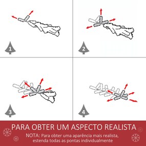 HOMCOM Árvore de Natal Nevada Artificial 150cm com 521 Ramos PVC e PE