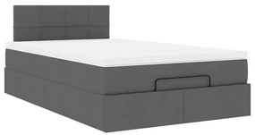 Cama otomana com colchão&amp;LEDs 120x200 cm tecido cinzento escuro