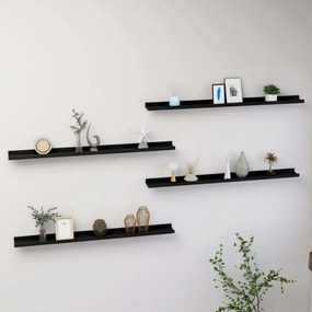 vidaXL Prateleiras de parede 4 pcs 100x9x3 cm preto