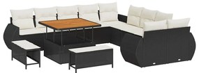 Conjunto de sofá de jardim com 13 peças e almofadas, em rattan sintéti