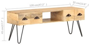 Móvel de TV 120x35x45 cm madeira de mangueira maciça