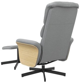 Cadeira de massagens reclinável c/ apoio pés tecido cinza-claro