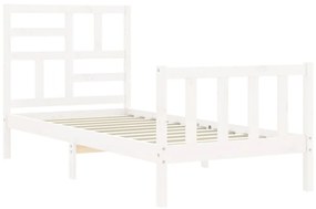 Estrutura de cama com cabeceira 100x200cm madeira maciça branco