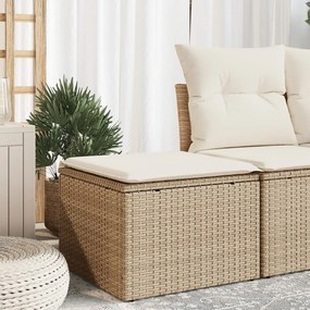 vidaXL Banco de jardim com almofada 55x55x37 cm vime PE bege