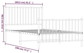 Estrutura de cama com cabeceira e pés 100x190 cm metal preto