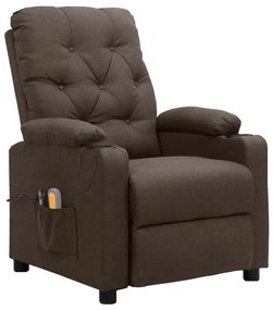 Poltrona de massagens elétrica reclinável tecido castanho