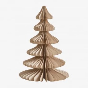 Árvore De Natal Em Papel Navira ↑15 Cm & Linho Bege Com Borda Dourada - Sklum